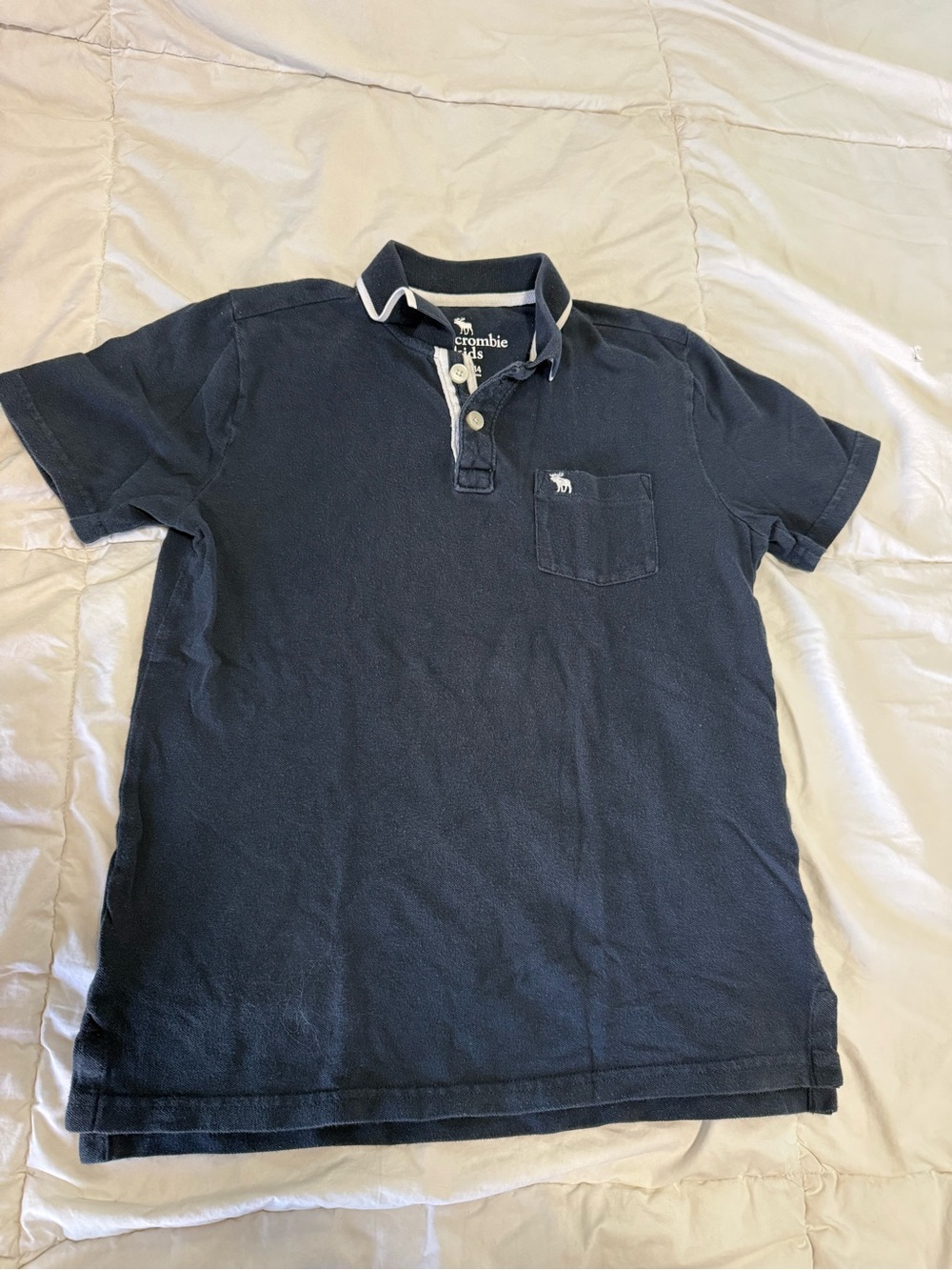 abercrombie kids Navy Short Sleeve Polo with Contrast Trim
